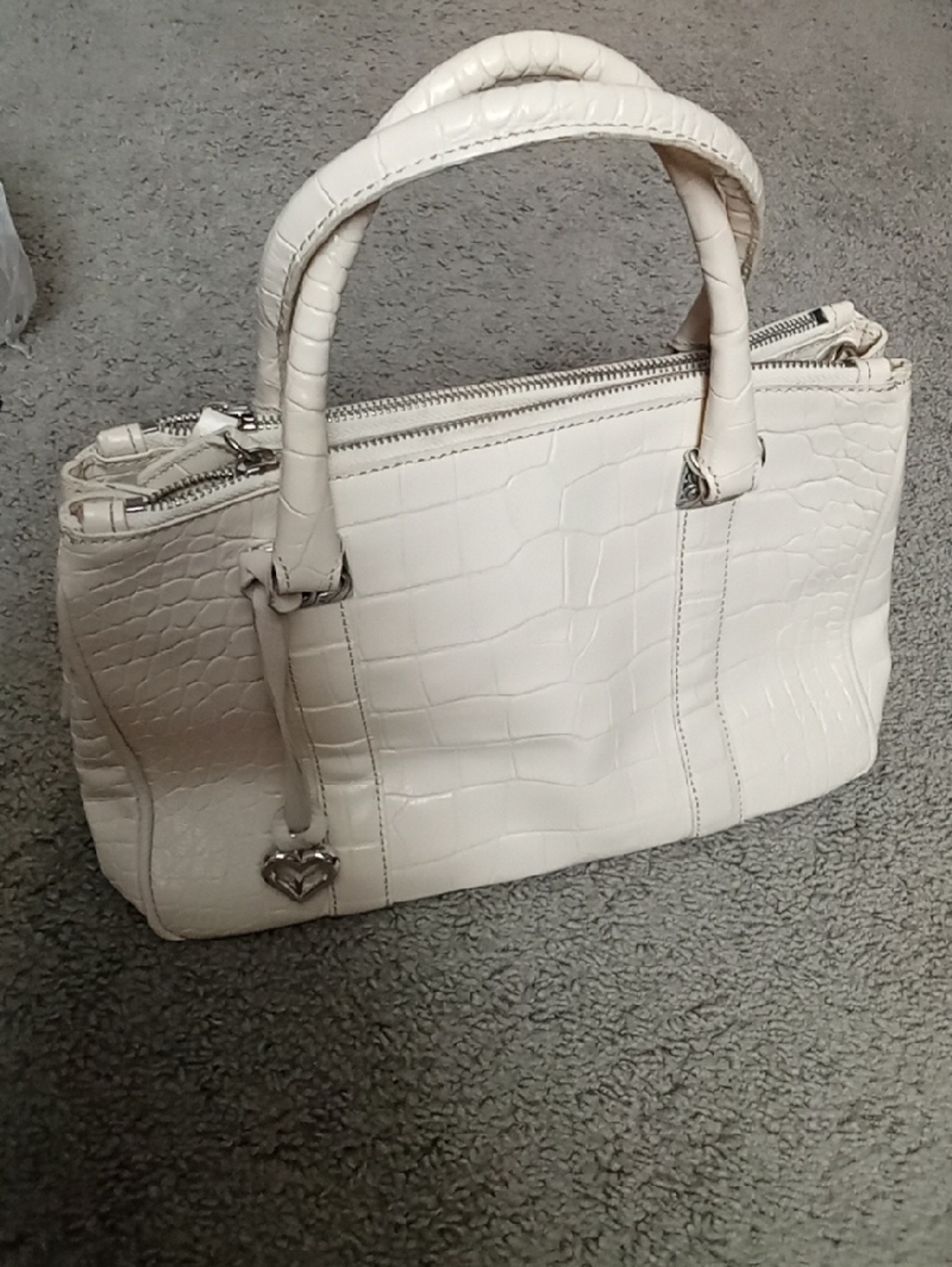 Brighton White Croc-Embossed Satchel